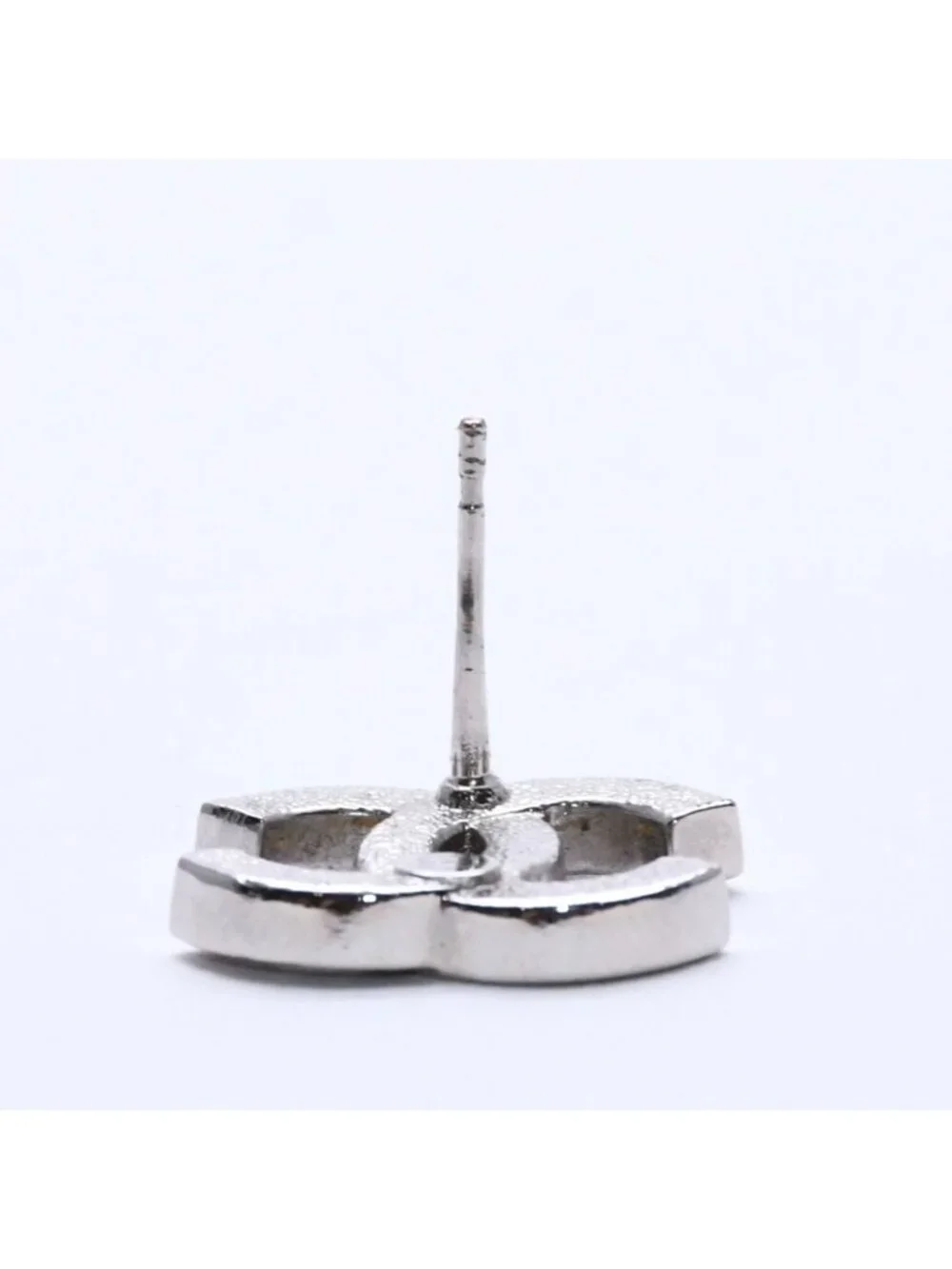 Chanel CC Logo Single Earrings 24 Rhinestone Silver Black Clear